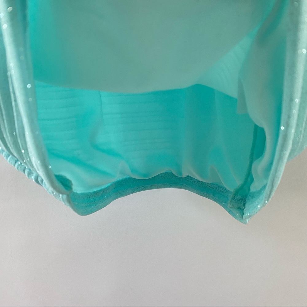 NWT Windsor Sparkly Glitter One Shoulder Sheer Flounce Bodycon Mini Dress Mint 2 - Picture 11 of 14